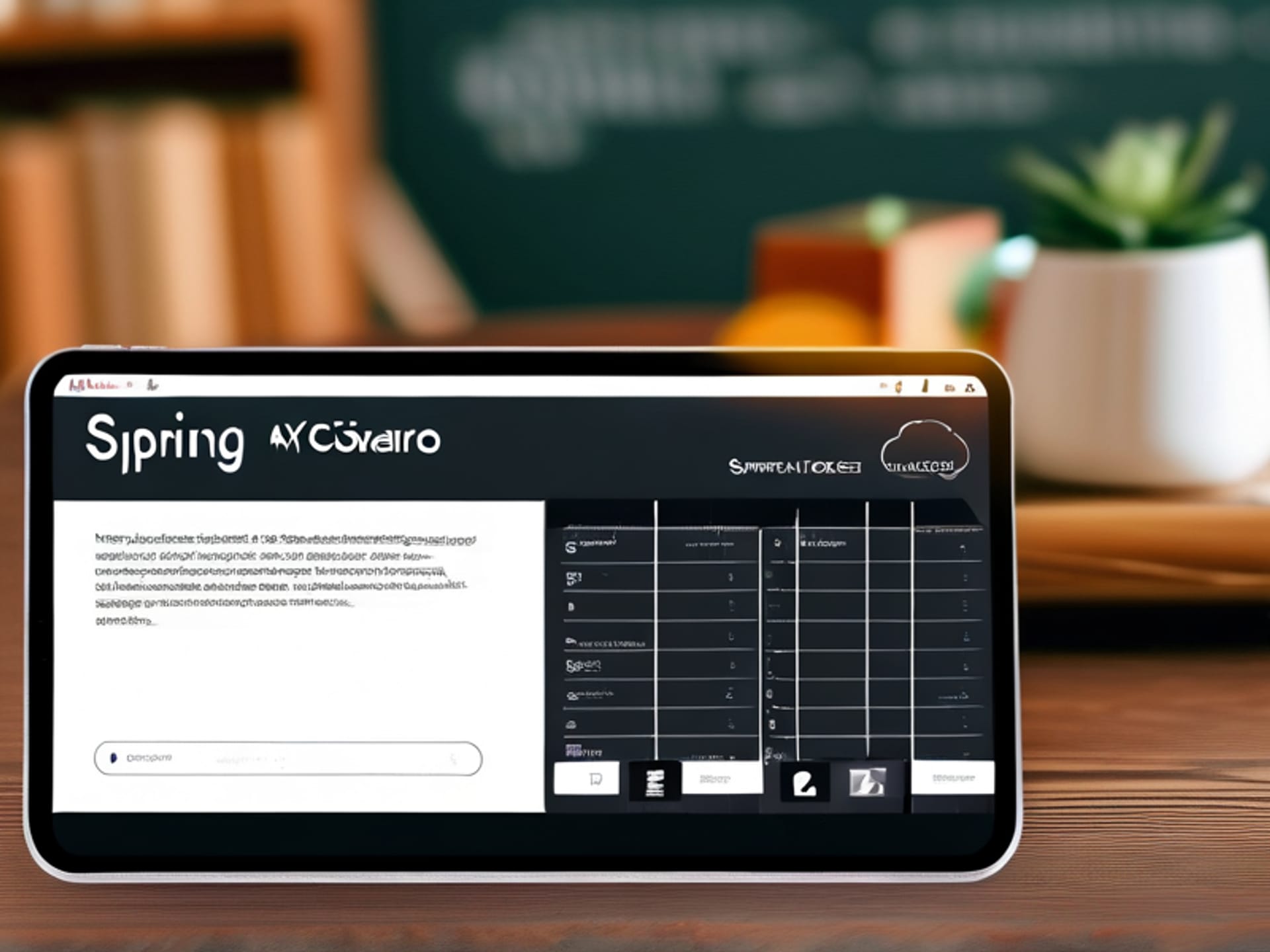 Prompt: 'A simple, intuitive digital note-taking app interface open on a tablet against a wooden desk. The page title is 'MY GLOSARIO.' Below, three columns: 'ENG | ESP | CONTEXT.' The first entry is 'Sprint Review | Revisión del Sprint | Team meeting.' Clean, focused aesthetic.' --style raw --ar 1:1